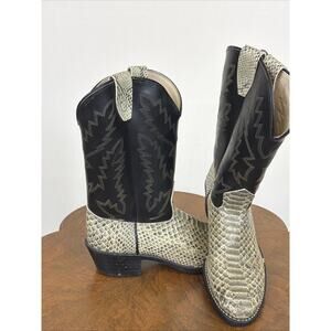 Texas Black Snakeskin Western Women's Boot Size 6.5 Two Tone Ladies Boots